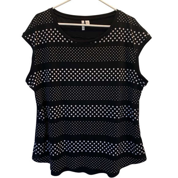 Tops - Elle Black and White Polka Dot Sleeveless Women's Top - XL